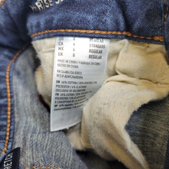 American Eagle Women's Size 4 Jeans Hi Rise Jegging Distressed Destroyed Super S - Picture 6 of 6